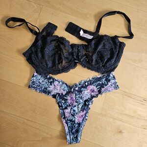 Victoria's secret Vintage underwire lace Demi bra with corset look and thong.
